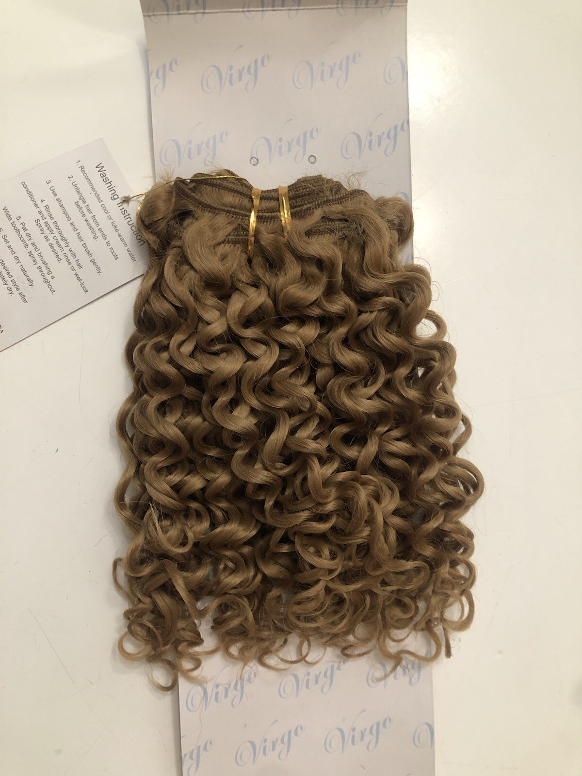 Virgo Human Hair Extensions Jerry Curly 10” Dark Blond Light Brown