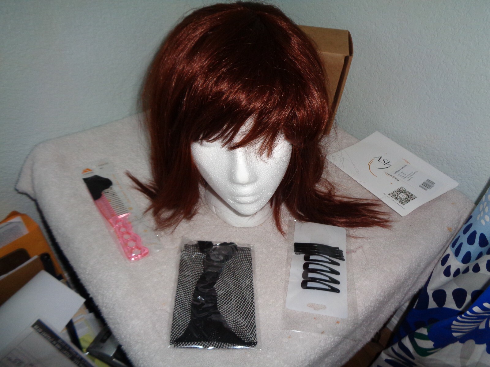 ASIFEN Amber Red #33 Hair Wig Accents Medium W/Accessories