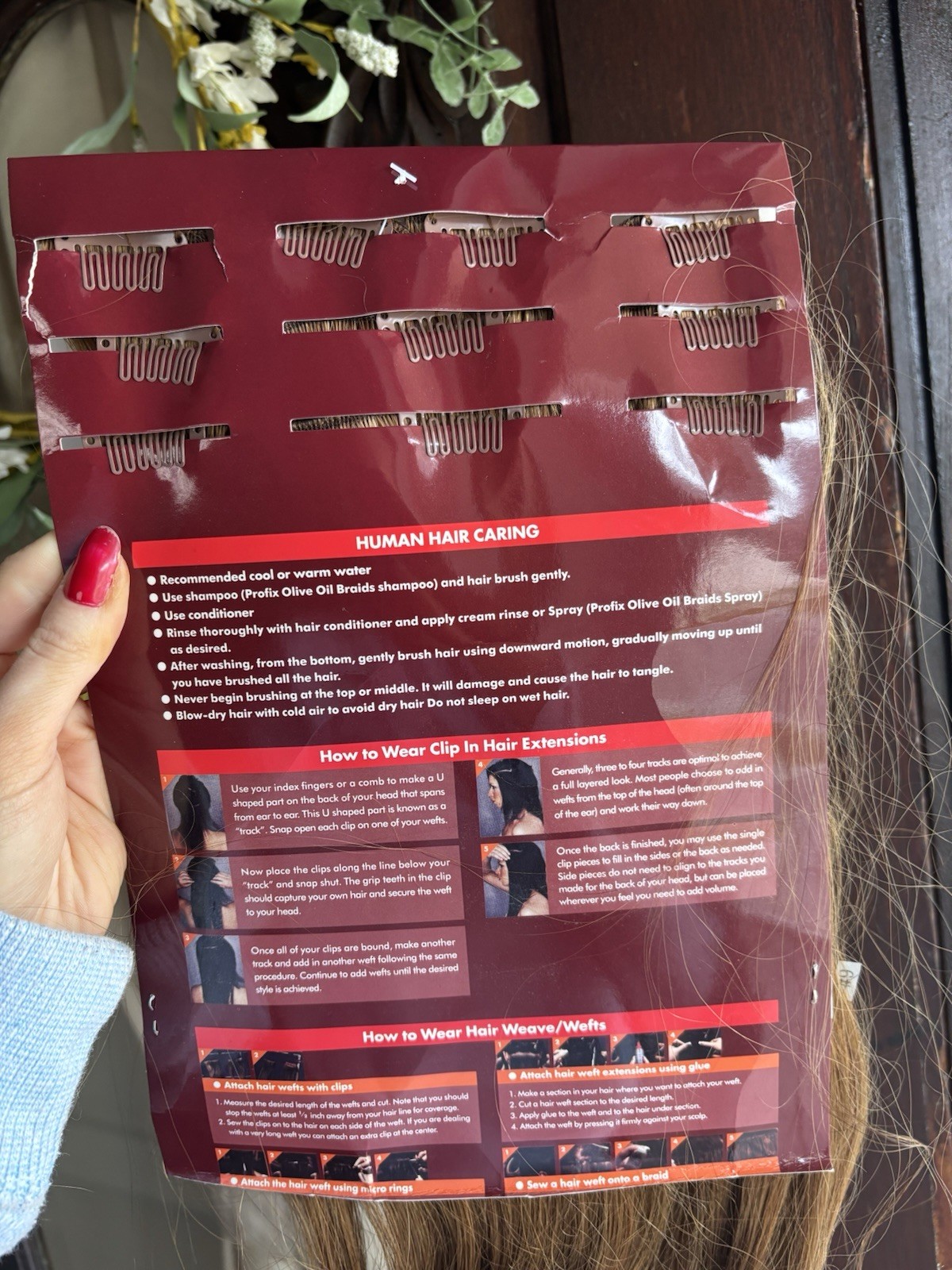 MY-LADY Clip-In Hair Extension Light Brown Human Hair Straight T4 18-20 in