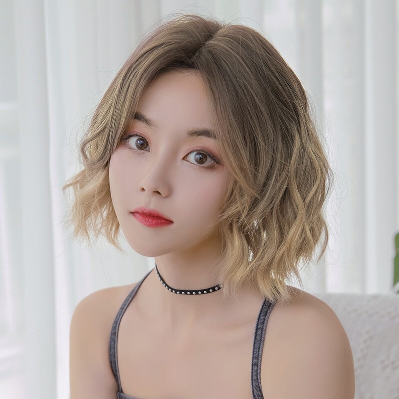 1 Set Medium Short Lace Wavy Heat Resistant Curly Wigs Hairs Lady Fashion Daily
