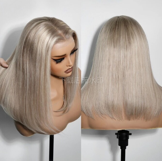 Ombre Hightlight Dusty Blonde 100% Human Hair 13×4 Lace Front Wig