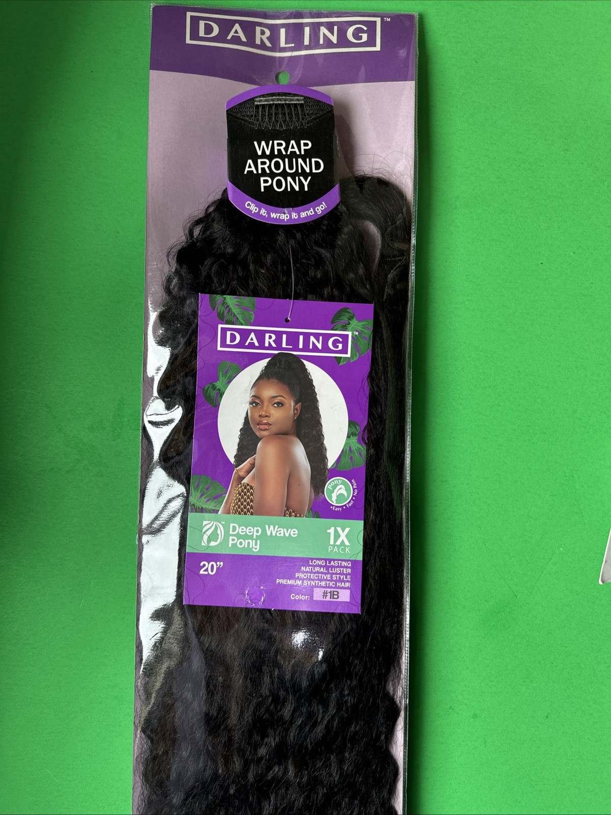 Darling Wrap Around Pony Deep Wave Pony 20inch #1B Black