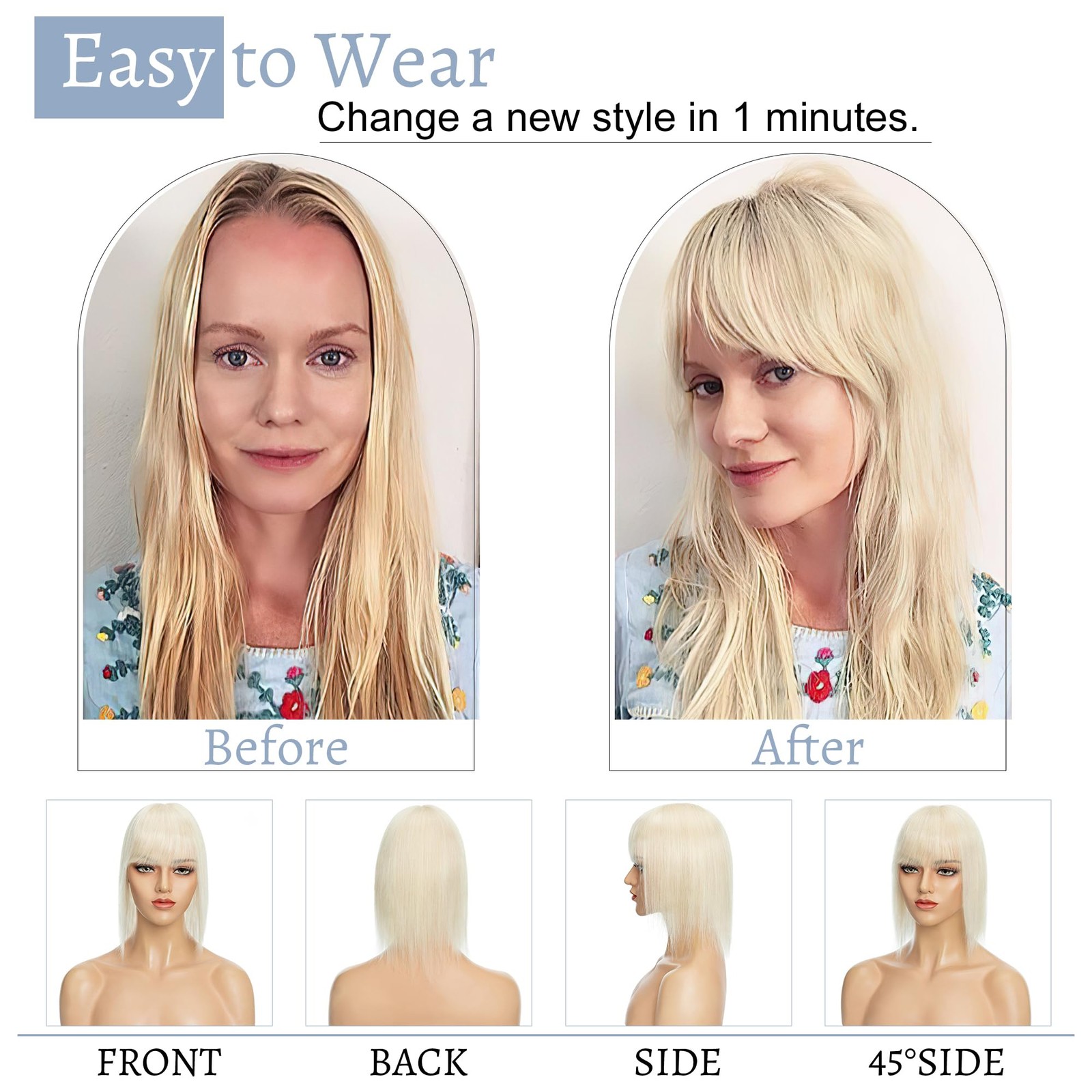 Segohair Hair Toppers For Women Real Human Hair Bangs 7 13 Cm Silk Base Clip In