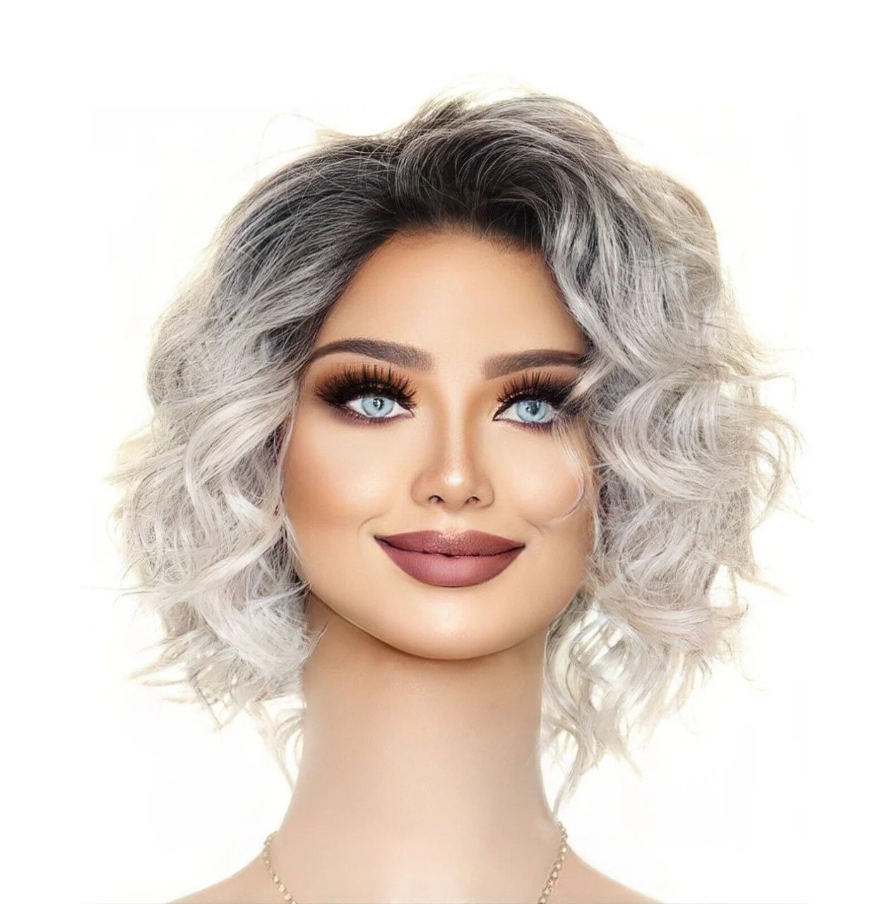 ATTITUDE RENE OF PARIS Orchid Wigs – LACE FRONT – New WAVY SILVER MIST ROOTED