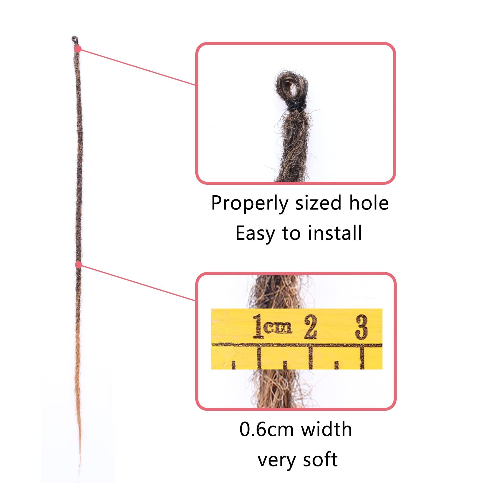 24 Inch Dreadlock Extensions 0.6 cm Width Soft Synthetic Crochet SE Dreads 20…