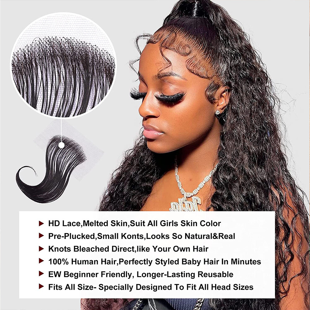 4Pcs Lace Baby Hair Stripes Human Virgin Hair Edge Natural Black Women Reusable