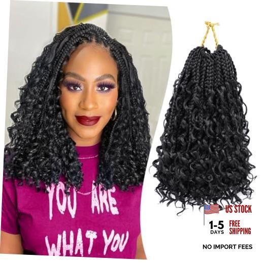Goddess Box Braids Crochet Hair 10 Inch 8 Packs Pre 10 Inch(pack of 8) 1B