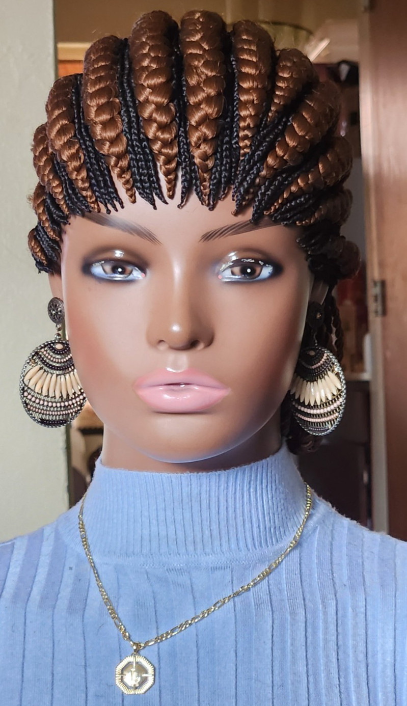 handmade braided cornrows wig pony Elephant Dark brown/1B