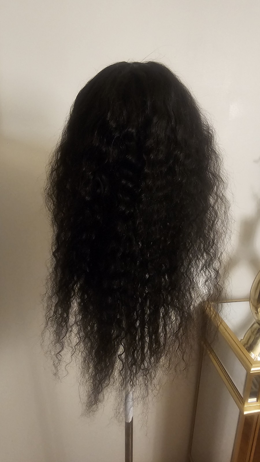 High Quality regular Top Black 24 to 26″ curly 100% Virgin Human Hair Lace Wig