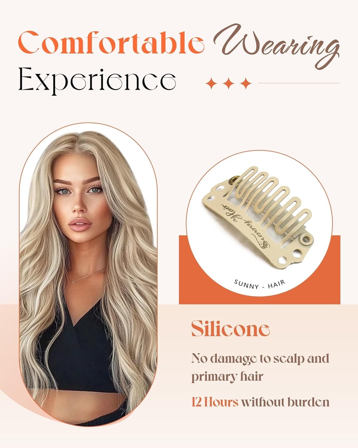 Sunny Hair CLIP-IN 18″ Golden Blonde Highlights Human Hair Extensions CP P18-613