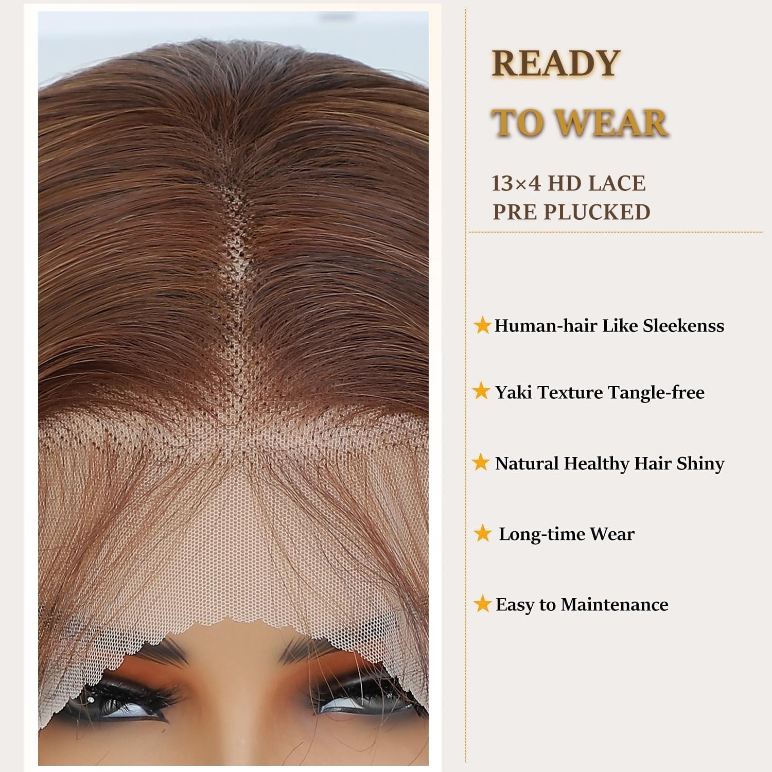 Honey Blonde 13×4 HD Lace Front Wig Glueless Body Wave Synthetic Hair