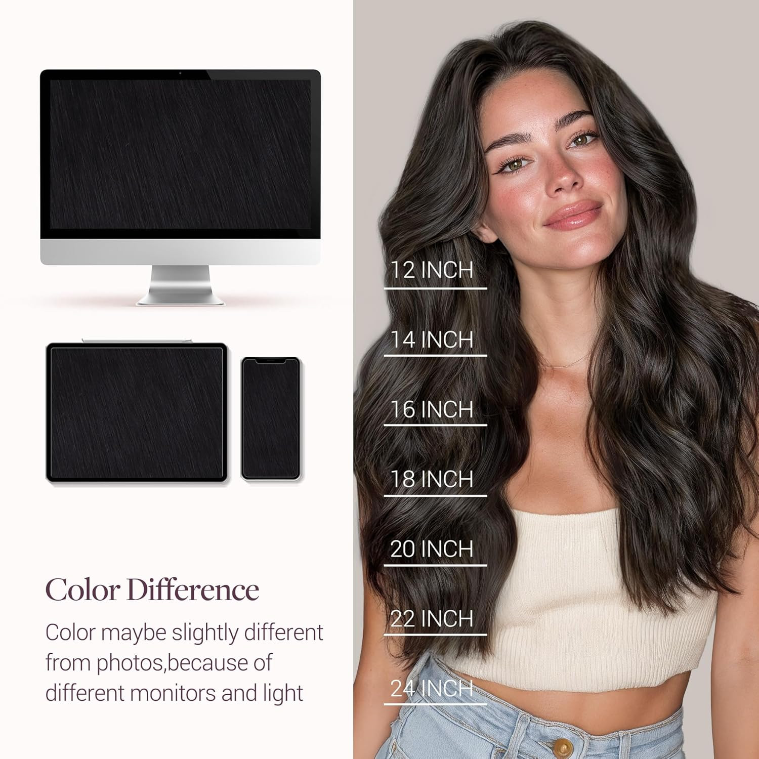 GOO GOO Invisi Edge Clip in Hair Extensions Set, 16Inch 130G, 5Pcs Injected Seam