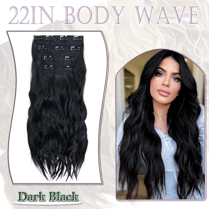 US 4 Pieces Clip In Hair Extensions Full Head Natural As Human Real Long Thick