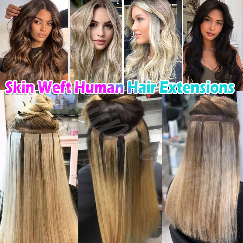 Any Color Tape In/ on 100% Human Real Remy Hair Extensions Skin Weft Invisible