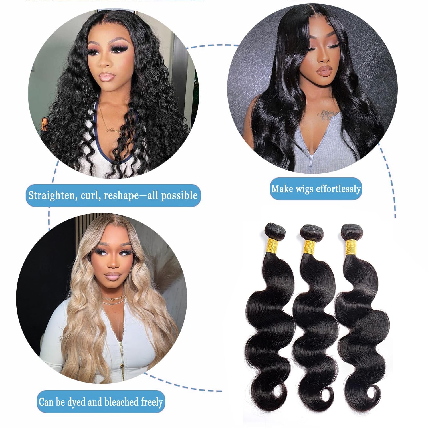 Aikebi Bundles Human Hair 28 28 28 Inch Body Wave P4/27 Human Hair Bundles 11A