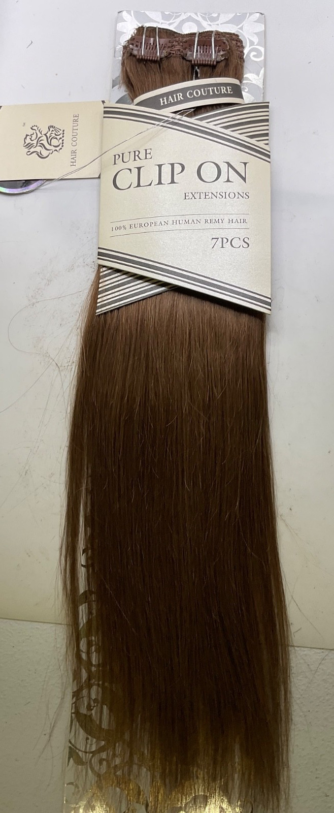 Hair Couture Pure Clip On Extensions 100% European Remy Hair 7pcs 18″ Color: 6