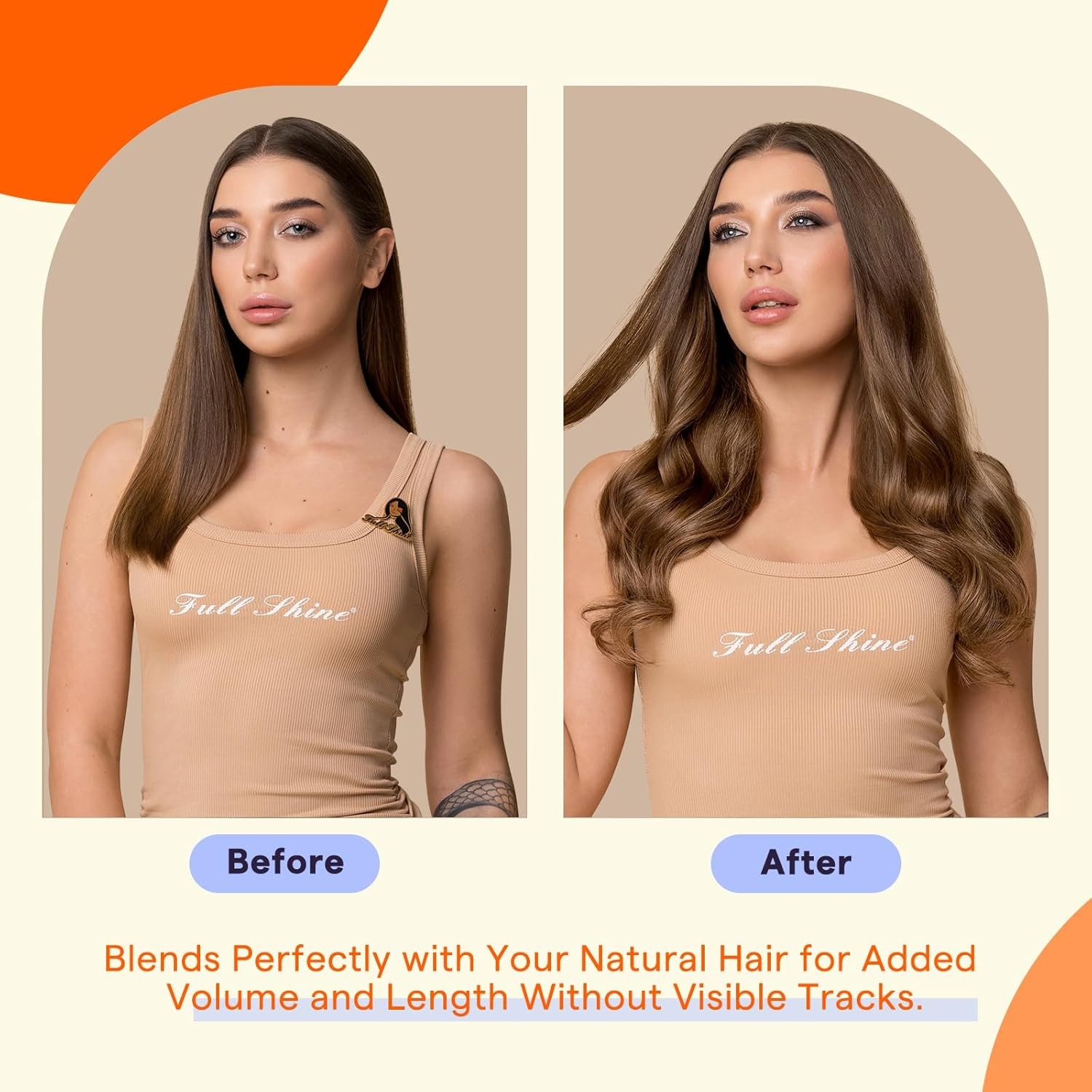 Full Shine FISHLINE 16″ Brown/Honey Blonde Wire Hair Extensions FP 4-24-4_80G4