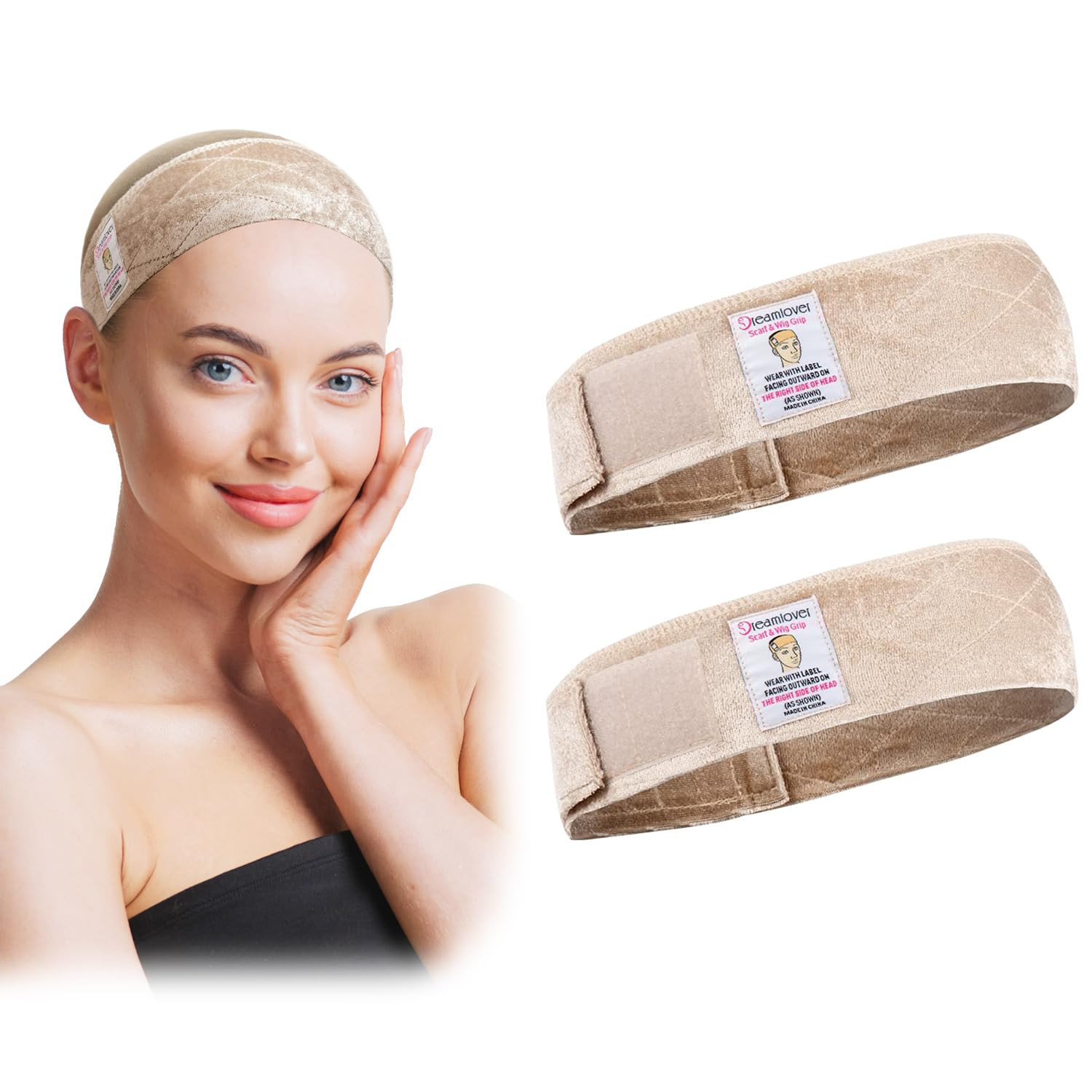 Velour Wig Grip Band Adjustable Non-Slip Headband for Wigs & Lace Fronts