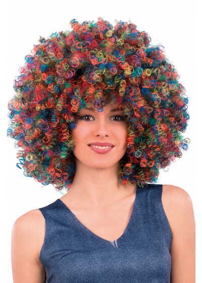 DELUXE Rainbow Multicoloured Wig Curls Giant Afro Pride Hand Made In Italy