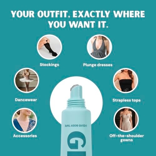 Roll-On Body Adhesive for Clothing & Skin – Invisible, Sweat-Resistant Fashion T