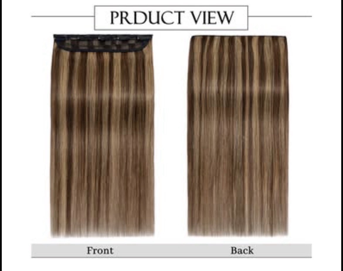 Clip in 20” HUMAN HAIR extensions brown to dark blonde- NEW