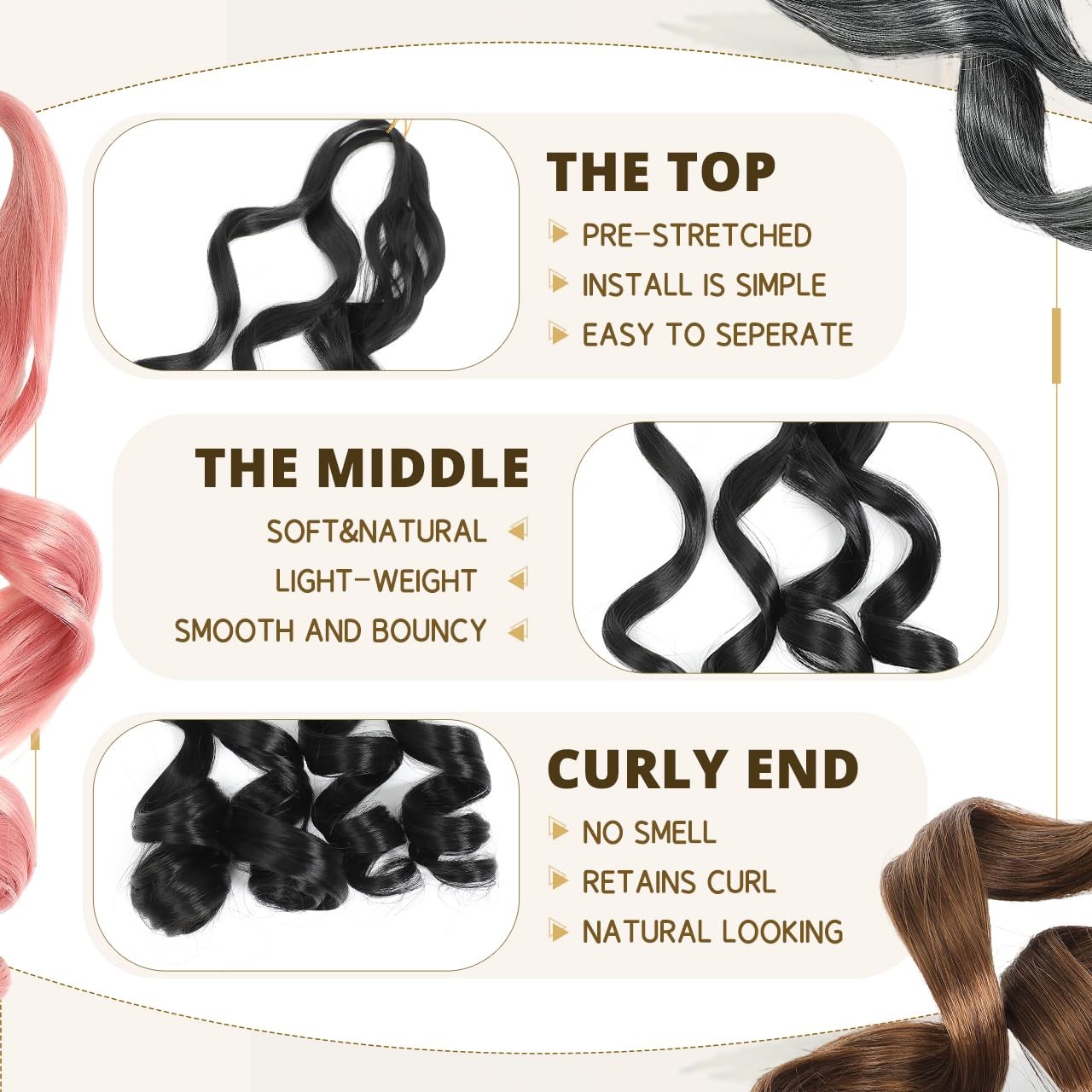 French Curl Braiding Hair Pre Stretched Bouncy Braiding Hair Curly Extension …