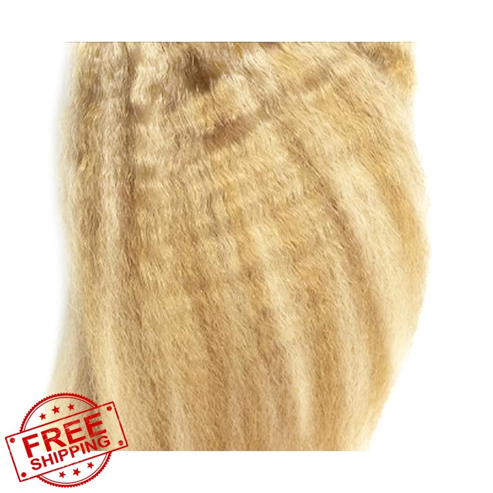 Poirewsa Honey Blonde Kinky Straight Bundles 16 Inch