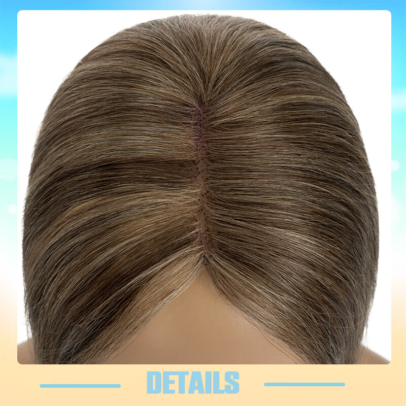 Full Lace Topper Clip in Real Remy Human Hair Toupee 8x10CM Hairpiece Free Part