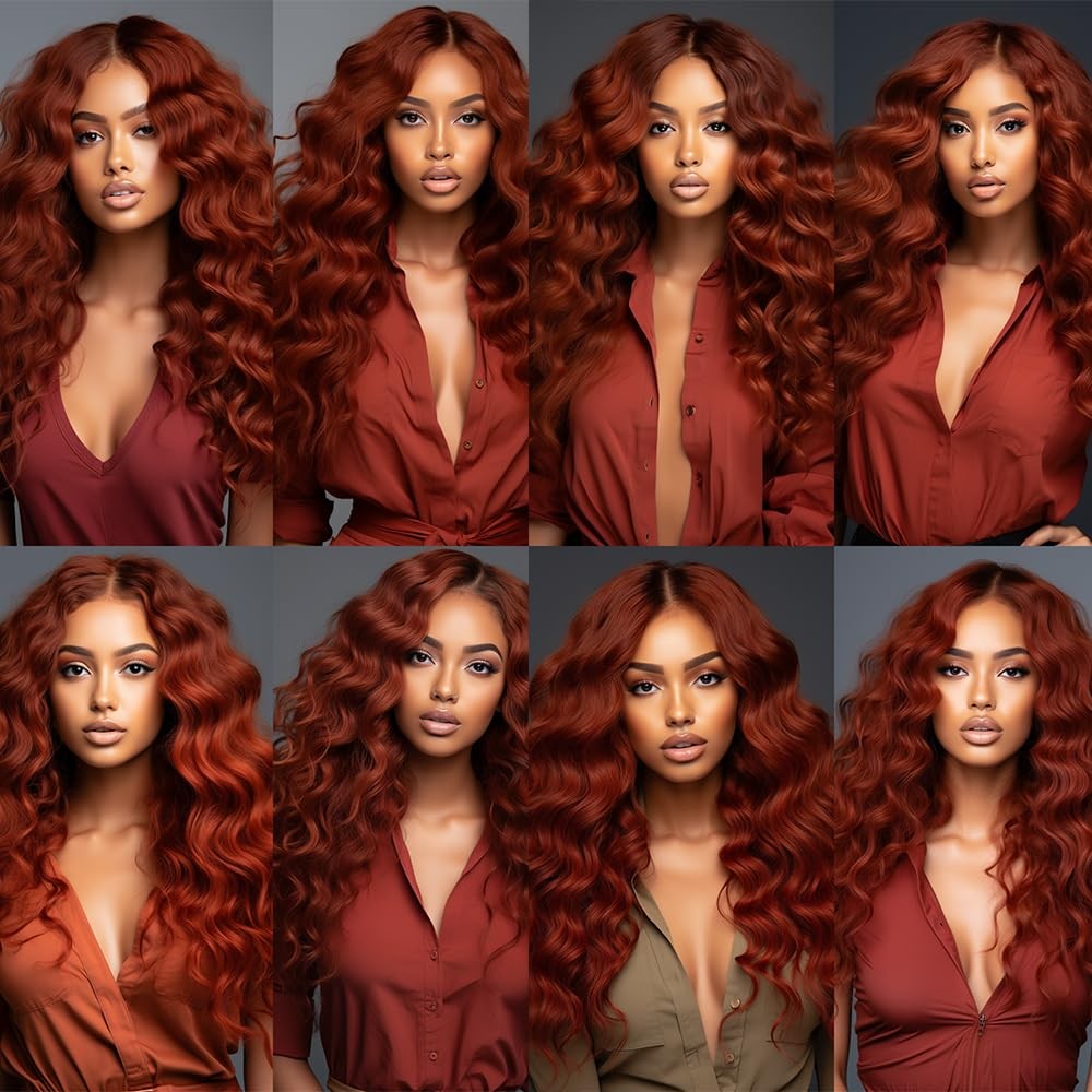 Niciitysi Color 33 Auburn Deep Curly Human Hair Reddish Brown Deep Wave Bundles