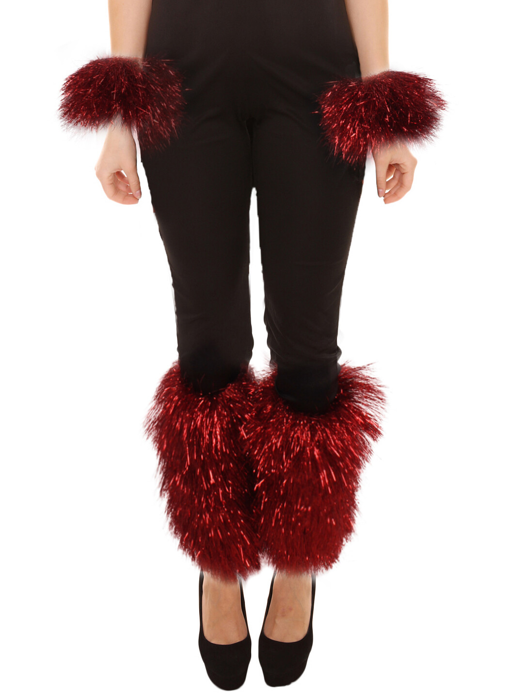 Adult Unisex Party Multicolor Tinsel Leg Warmer and Cuffs Set, HA-020+HA-021