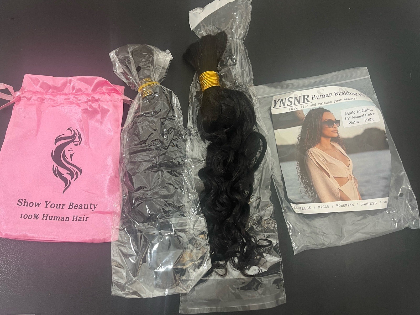 YNSNR 100% Human Braiding Hair 14″ INCH Natural Color Water 100g Grams