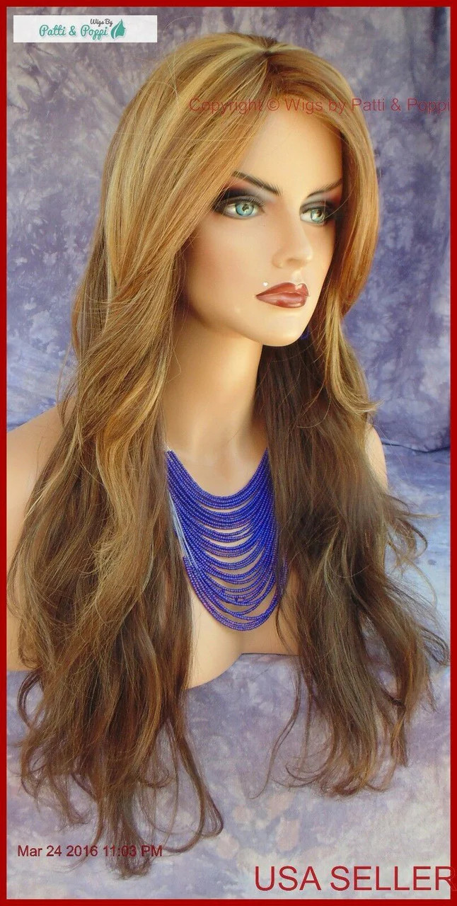 LONG SLIGHTLY WAVY WIG HEAT SAFE SKIN TOP CALI BLONDE STRIKING STYLE 1284