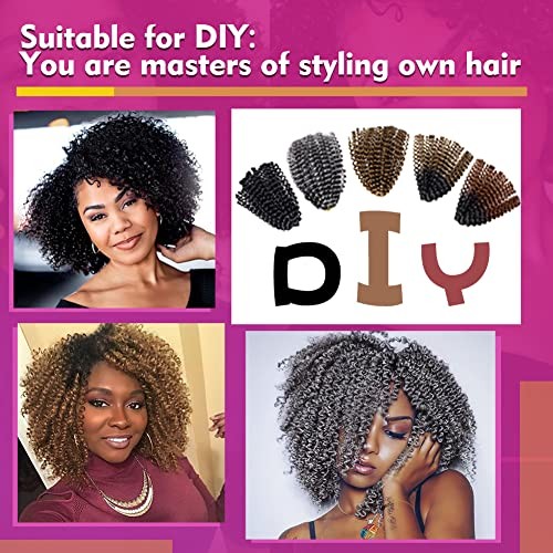 6 Packs Short Grey Passion 8 Inch Passion Twist Crochet Hair-Black Mixed Grey
