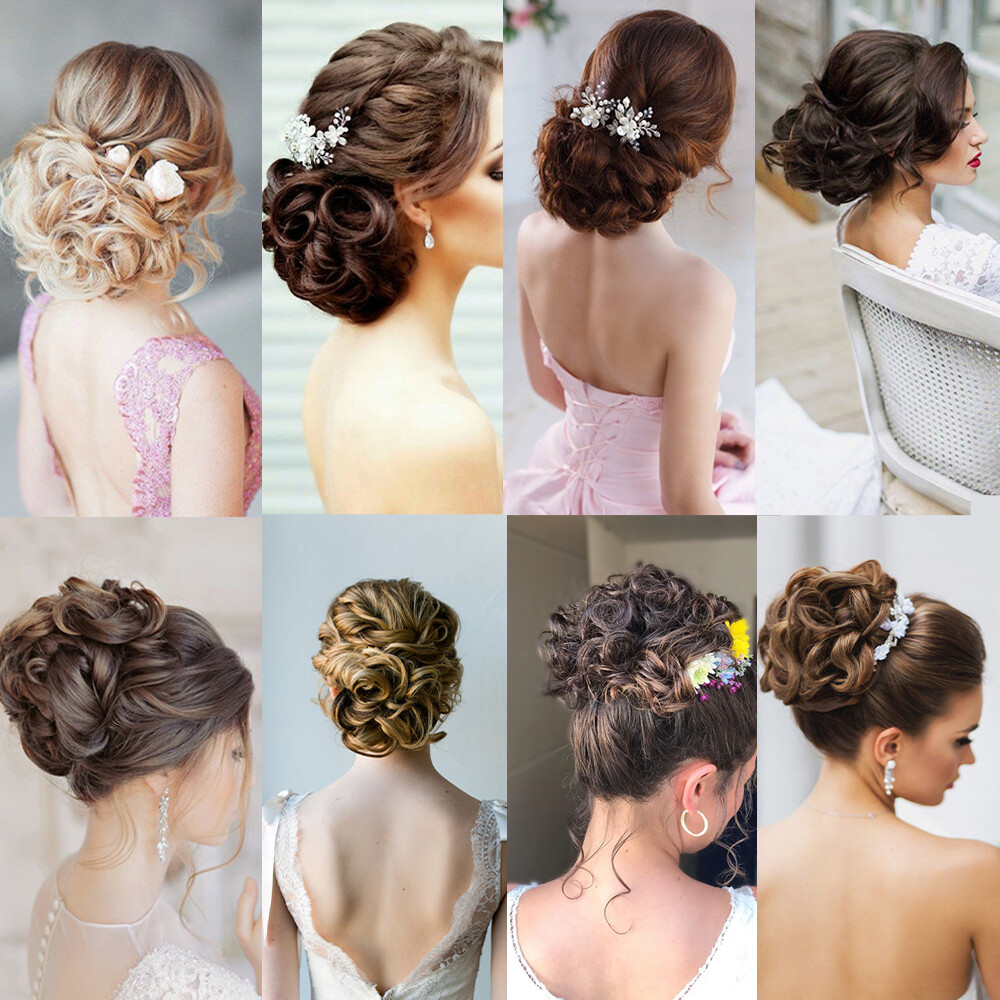100% Real Natural Clip on in Messy Bun Hair Piece Extension Comb Wedding Updo US