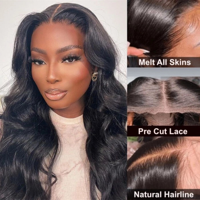 Wear Go Glueless Wig Pre-Cut 5*5 HD Lace 100 unprocessed Human Hair black
