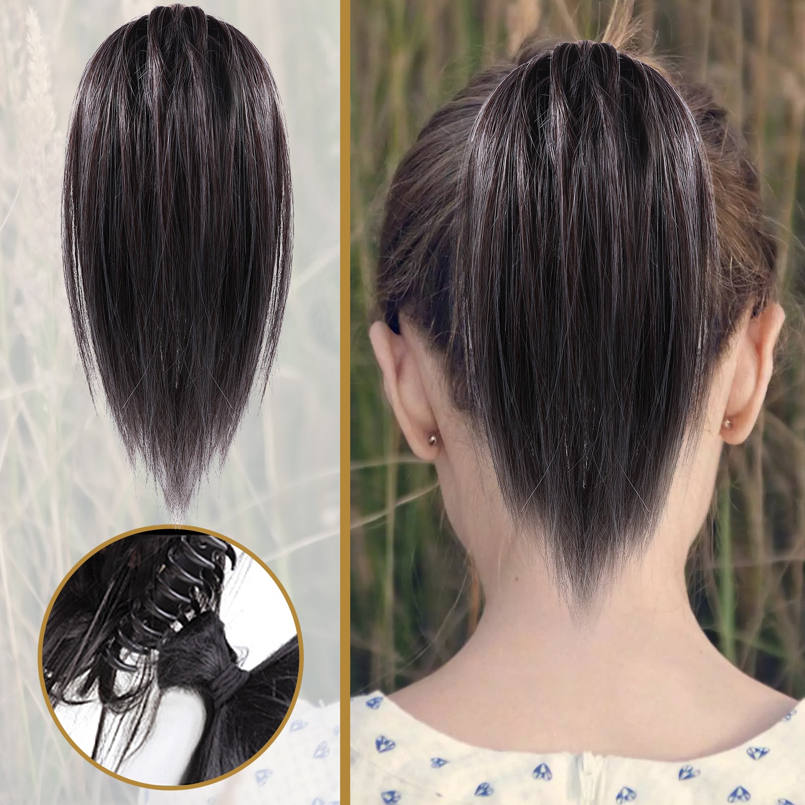 Women’s Girls Ponytail Wig Clip High Bun Wig 5 Min Quick Hairstyle Bun Hairpiece
