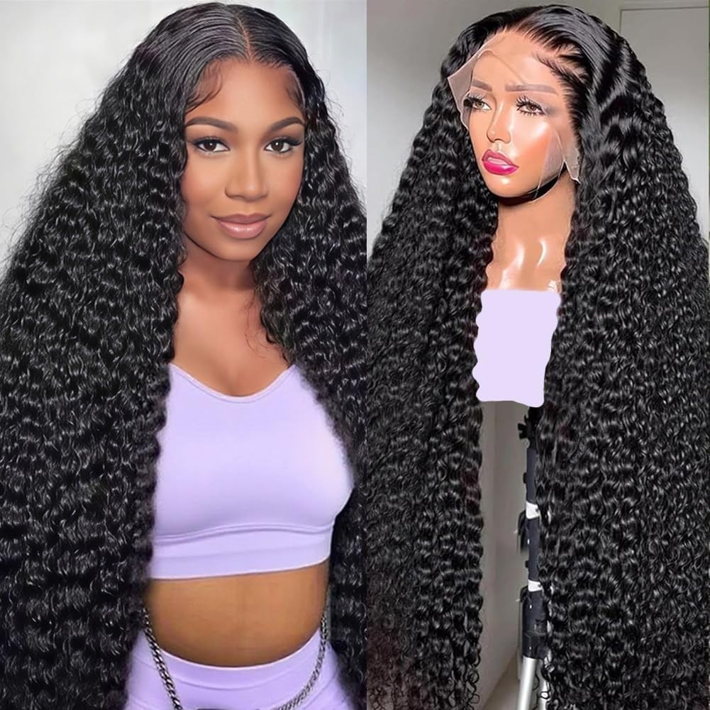 30″ Deep Wave Lace Front Wig – 200 Density Human Hair, HD Frontal, Pre-Plucked,
