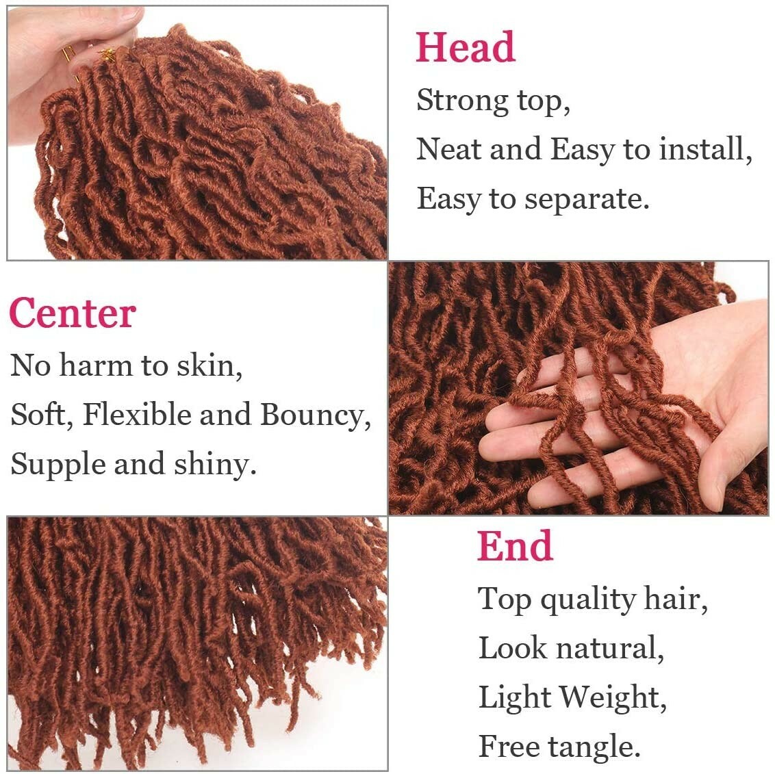 6pck 18 Inch Soft Locs Crochet Braids Hair Curly, color #350. I7