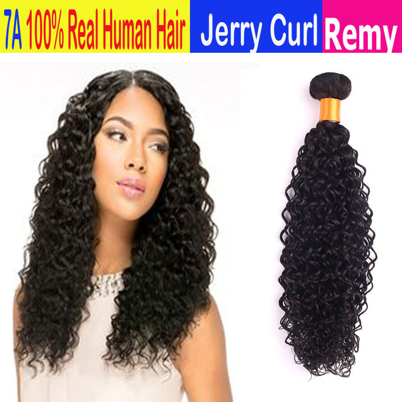 Unprocessed Virgin Jerry Curl Sew In 100 Human Hair Natural Black Ali Bundle