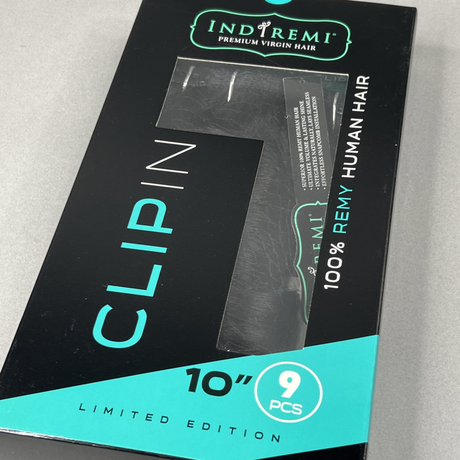 Indi Remi 9 Pc 10” Clip-in #1B Off Black Super Romance Curl Human Virgin Hair