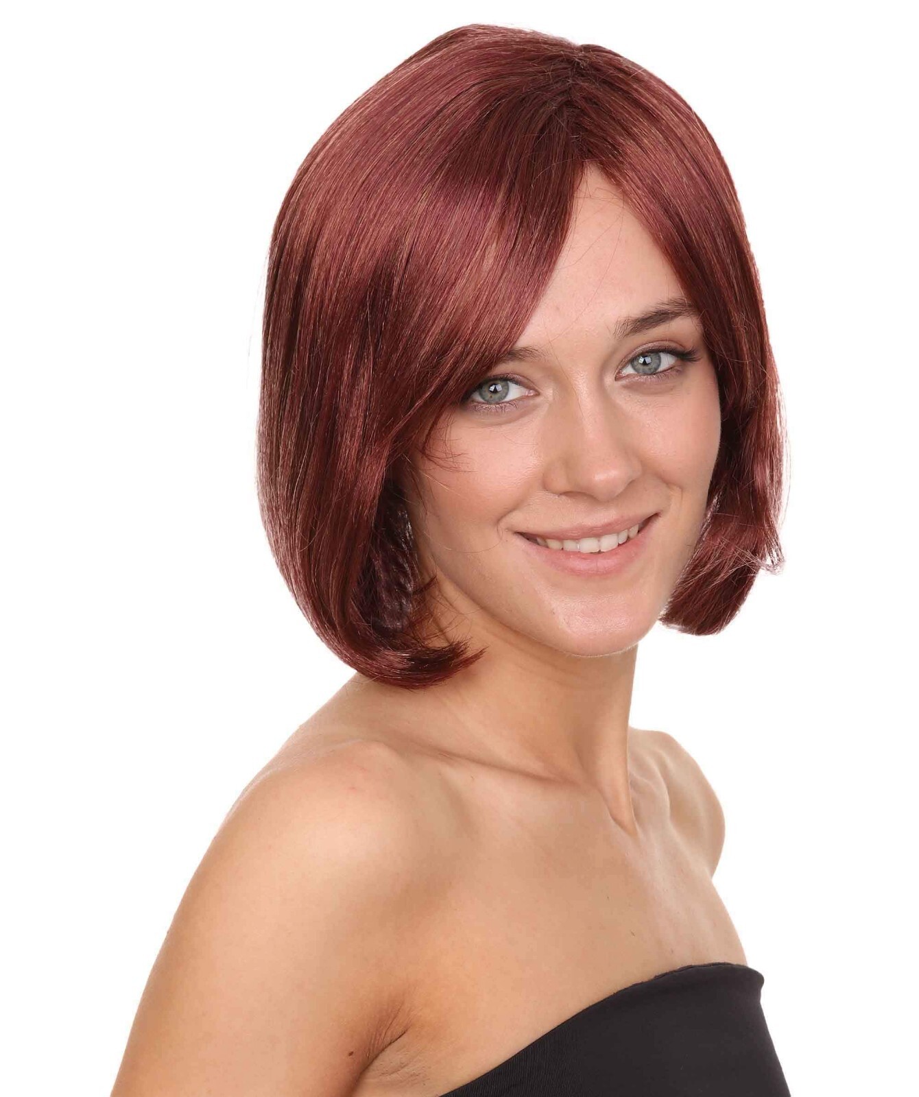 French Women Short Wine red Bob Wig | Premium Breathable Capless Cap | HW-1748