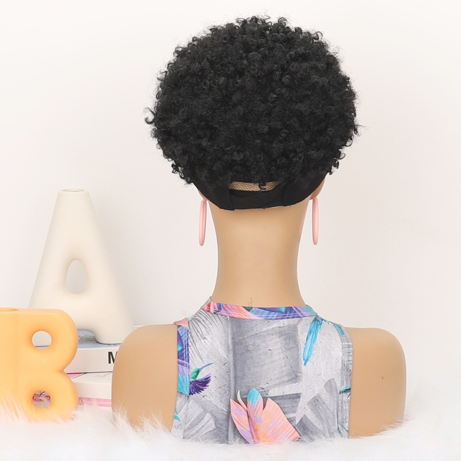Afro Kinky Curly Hair Baseball Hat Cap Synthetic Afro Hair Wig Hat Party Cosplay