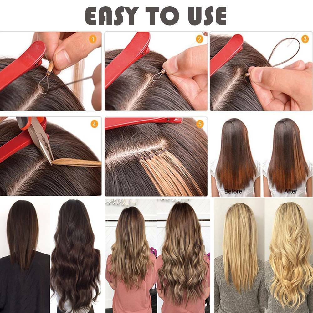 200-1000PCS NANO RING BEADS For Nano Tip Hair Extensions Beige Silicone Line US