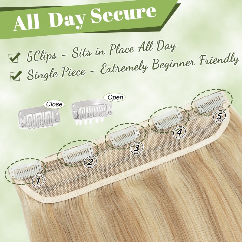 CLEARANCE Clip in on One Piece Real Remy Human Hair Extensions Full Head Thick