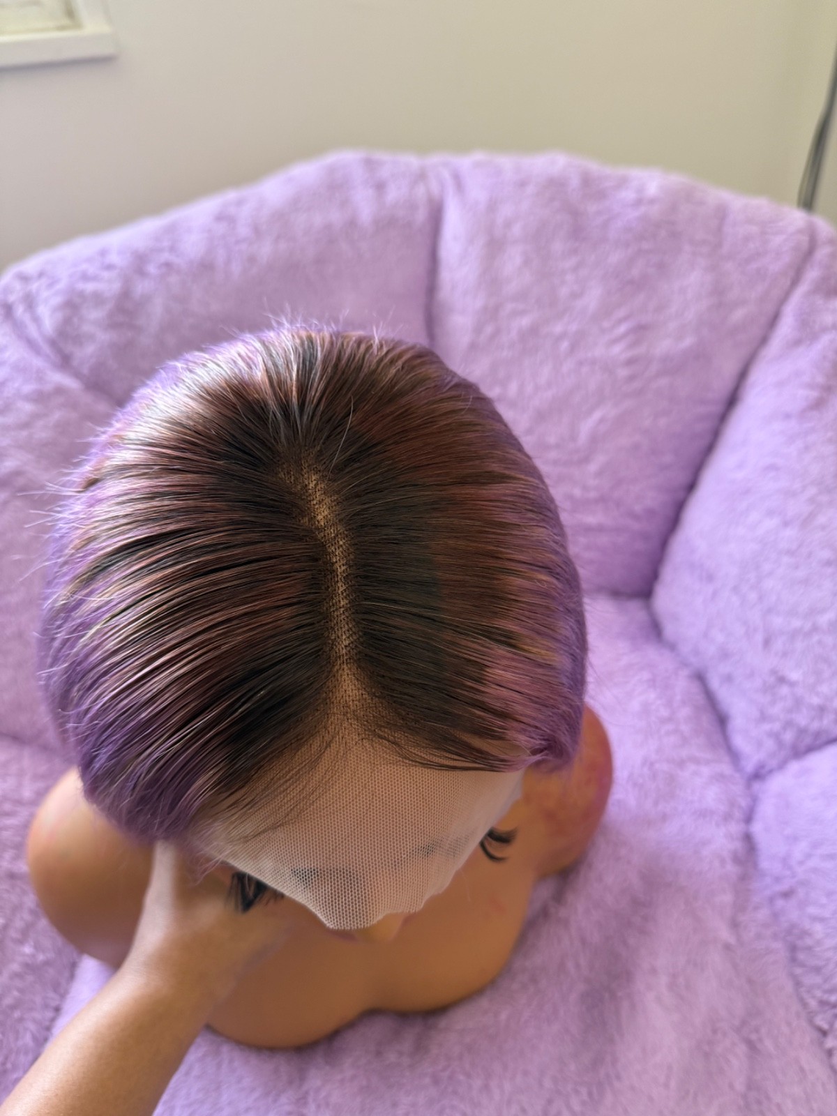 Custom Color Lavender and Blonde Human Hair Wig (10 inches)