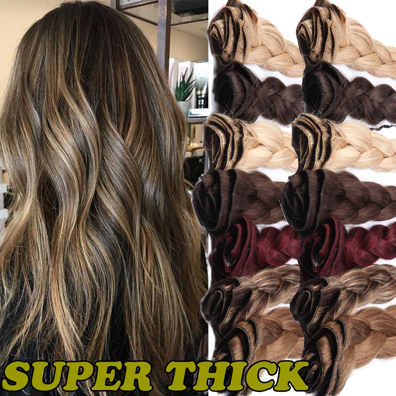 170G Real Thick Clip In Russian Remy Human Hair Extensions Double Weft Full Head