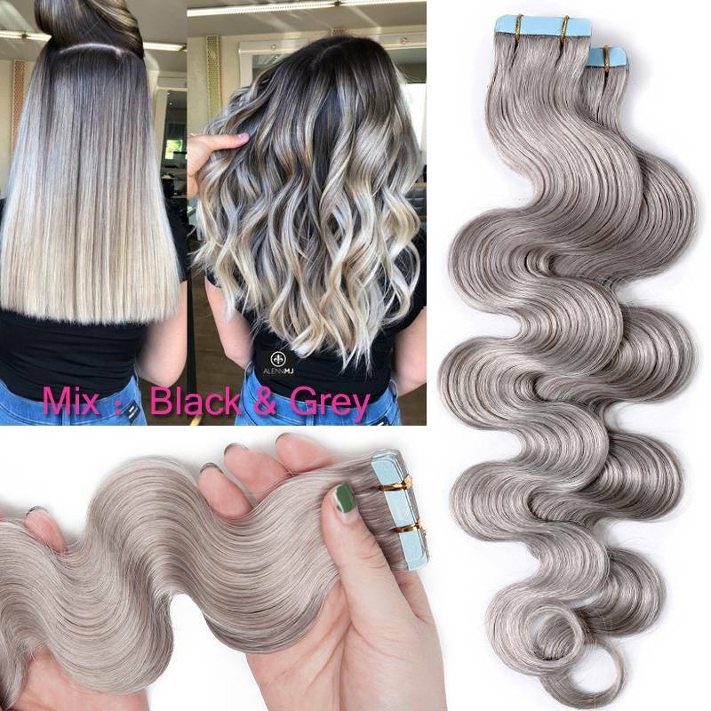 Seamless BODY WAVE Tape In Virgin Human Hair Extensions 80pcs Skin Weft THICK US