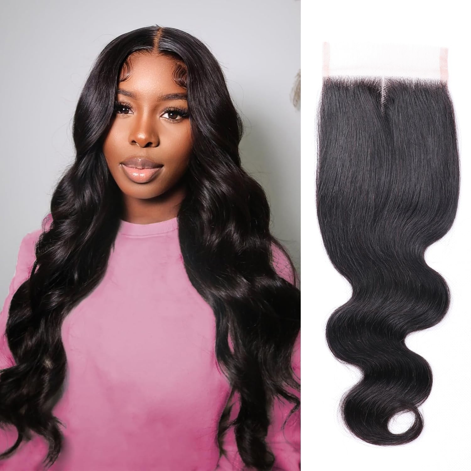 4×4 HD Lace Closure Body Wave Closure Human Hair 8 Inch Natural Black