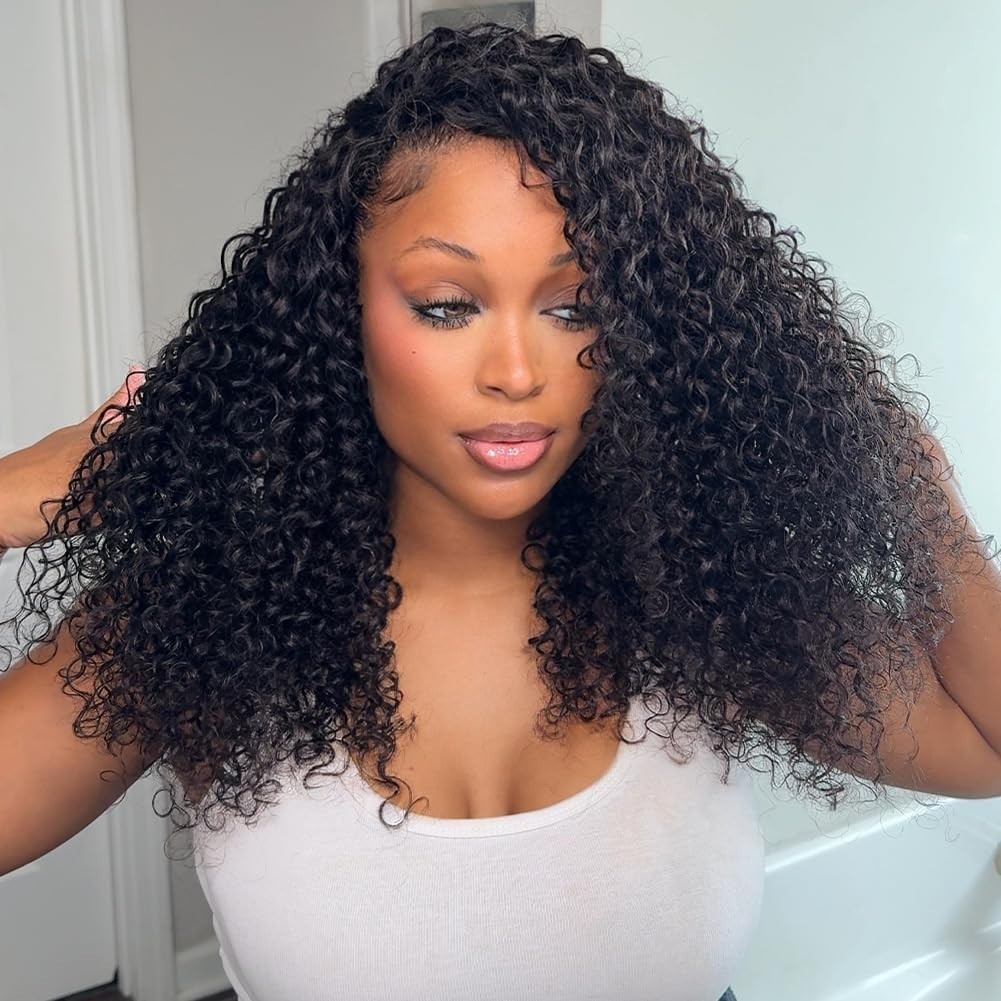 Water Wave Half Wig Human Hair 22 Inch 200 Density Glueless Wear and Go Beginner