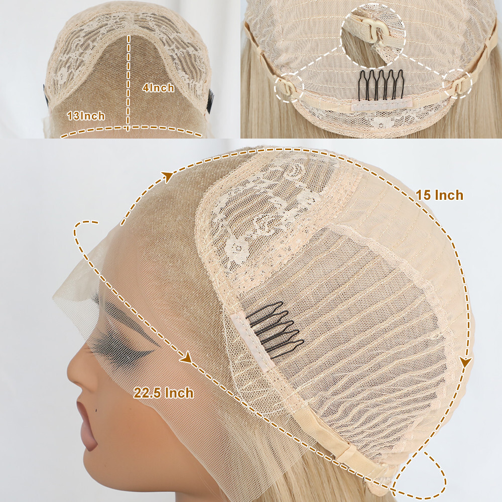 Ash Blonde Heat Resistant Synthetic Wigs Long Straight Hair Glueless Natural Wig